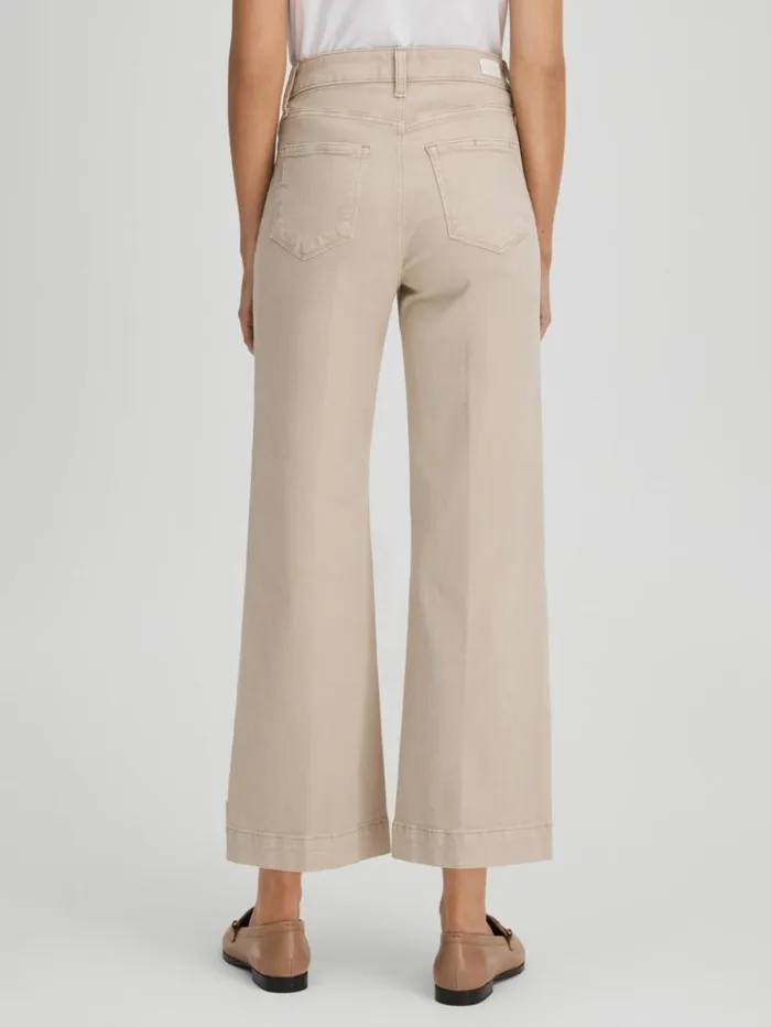 REISS Denim Women Paige Flared Cropped Jeans Soft Sand