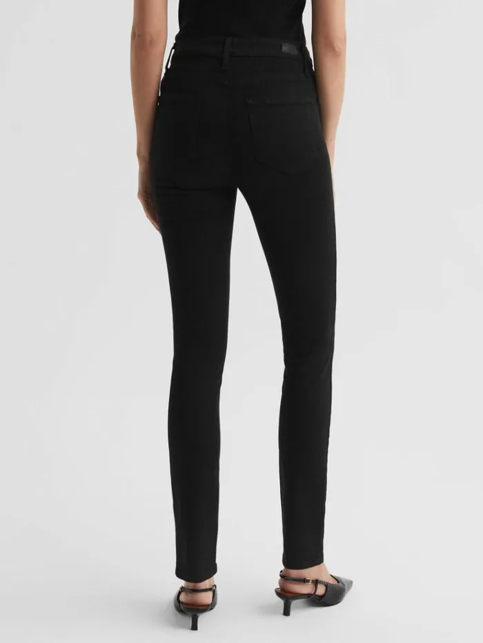 REISS Denim Women Paige Skinny High Rise Jeans Black Shadow