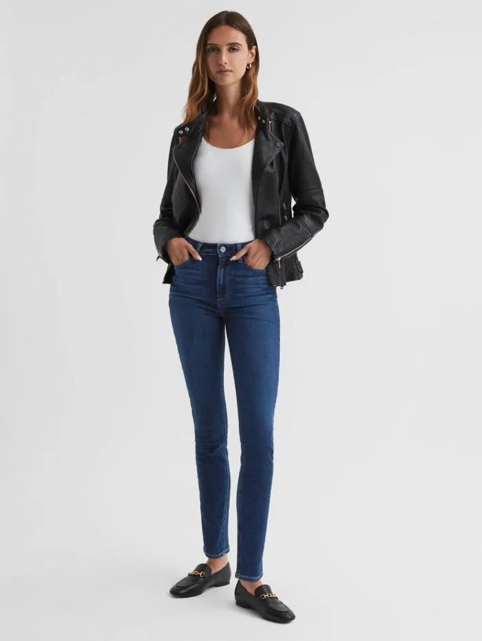 REISS Denim Women Paige Skinny High Rise Jeans Brentwood