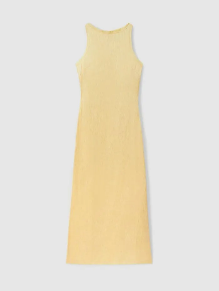 REISS Dresses Women Anna Quan Plisse Raw Hem Maxi Dress Buttercup