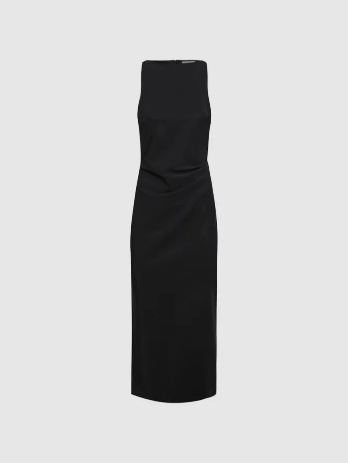 REISS Dresses Women Bodycon Boat Neck Midi Dress Black