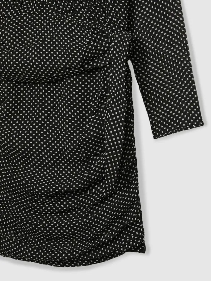 REISS Dresses Women Gathered PolkaDot Georgette Mini Dress Black