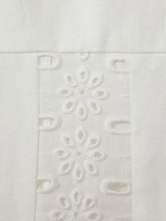 REISS Dresses Women Linen Broderie Mini Dress Ivory