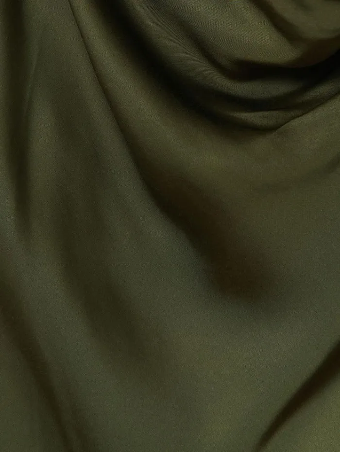 REISS Dresses Women Satin Cowl Neck Midi Dress Khaki