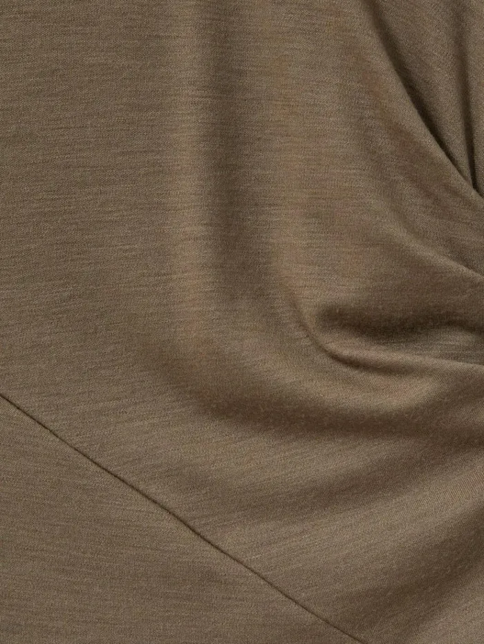 REISS Dresses Women Wool Ruche Detail Midi Dress Camel