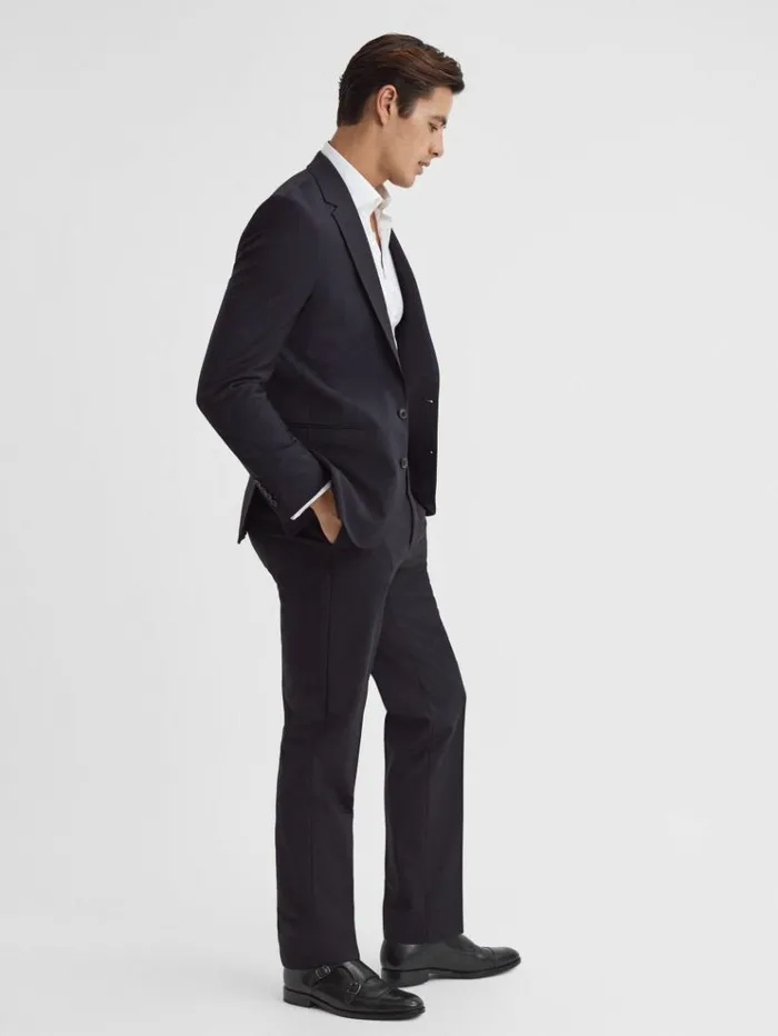 REISS Formal Shoes Men Leather Double Monk Strap Shoes Black