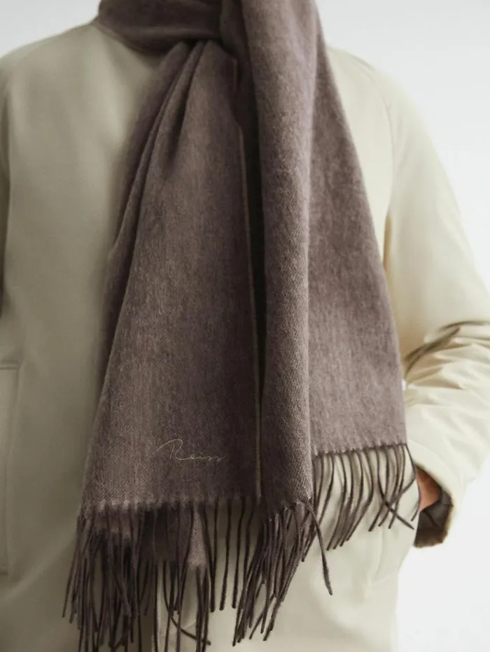 REISS Hats Gloves and Scarves Men Cashmere Blend Scarf Taupe