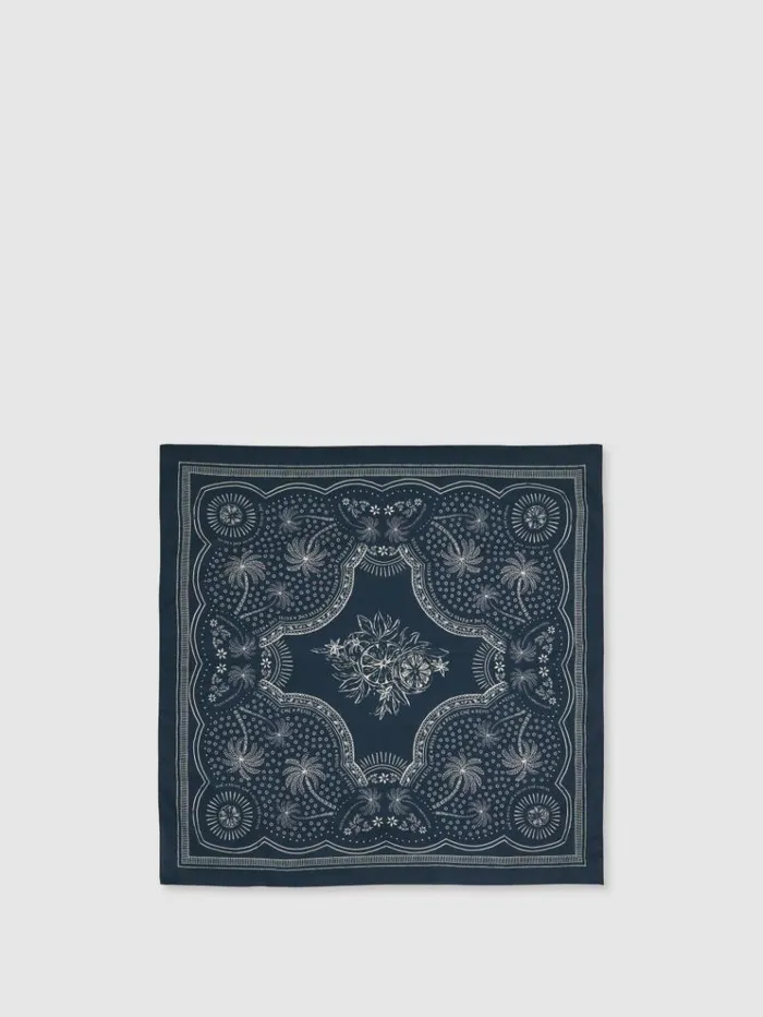 REISS Hats Gloves and Scarves Men Ch Cotton Paisley Print Bandana Navywhite
