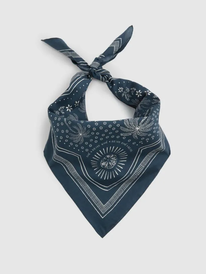 REISS Hats Gloves and Scarves Men Ch Cotton Paisley Print Bandana Navywhite