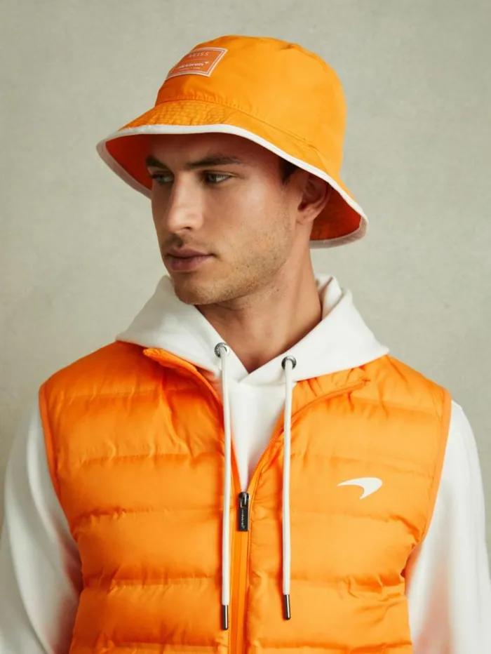 REISS Hats Gloves and Scarves Men McLaren F1 Embroidered Bucket Hat Papaya
