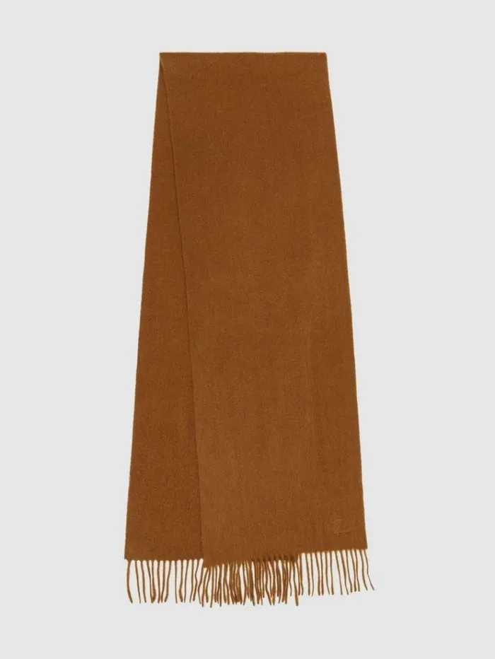 REISS Hats Gloves and Scarves Men Wool And Cashmere Scarf Tobacco