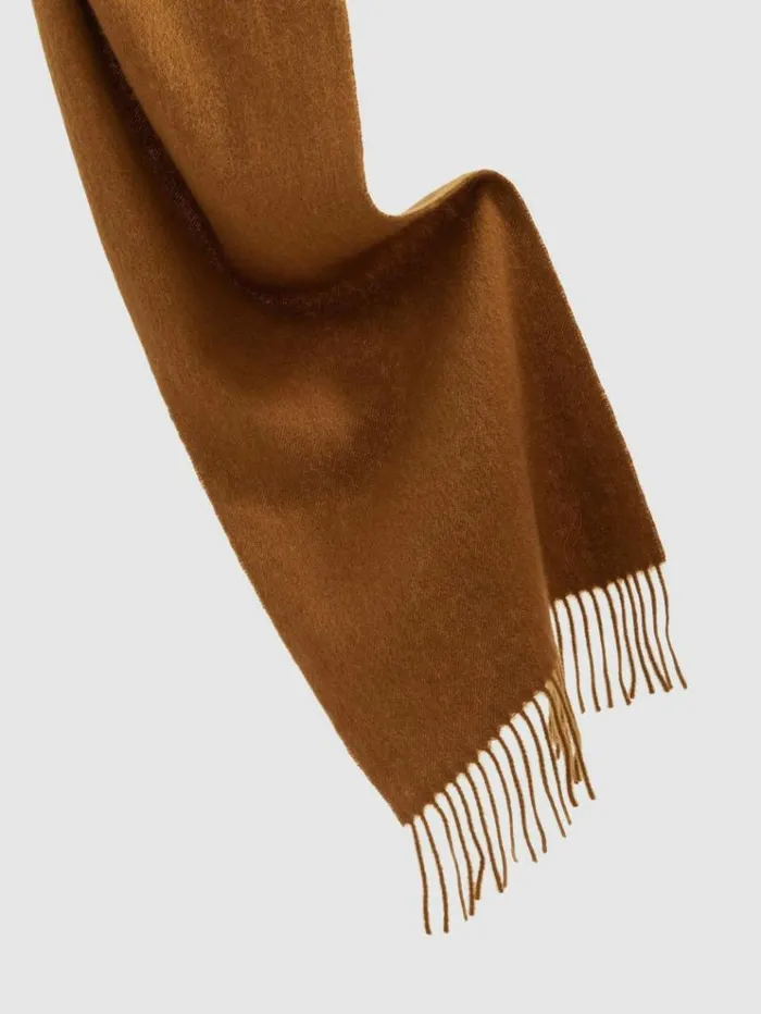 REISS Hats Gloves and Scarves Men Wool And Cashmere Scarf Tobacco