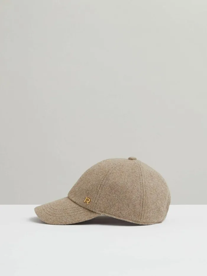 REISS Hats Gloves and Scarves Women Wool Blend Flannel Baseball Cap Taupe