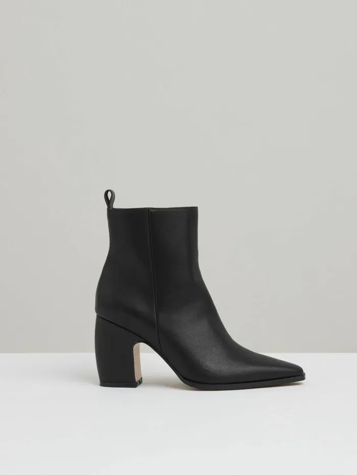 REISS Heels Women Leather Blocked Heel Ankle Boots Black
