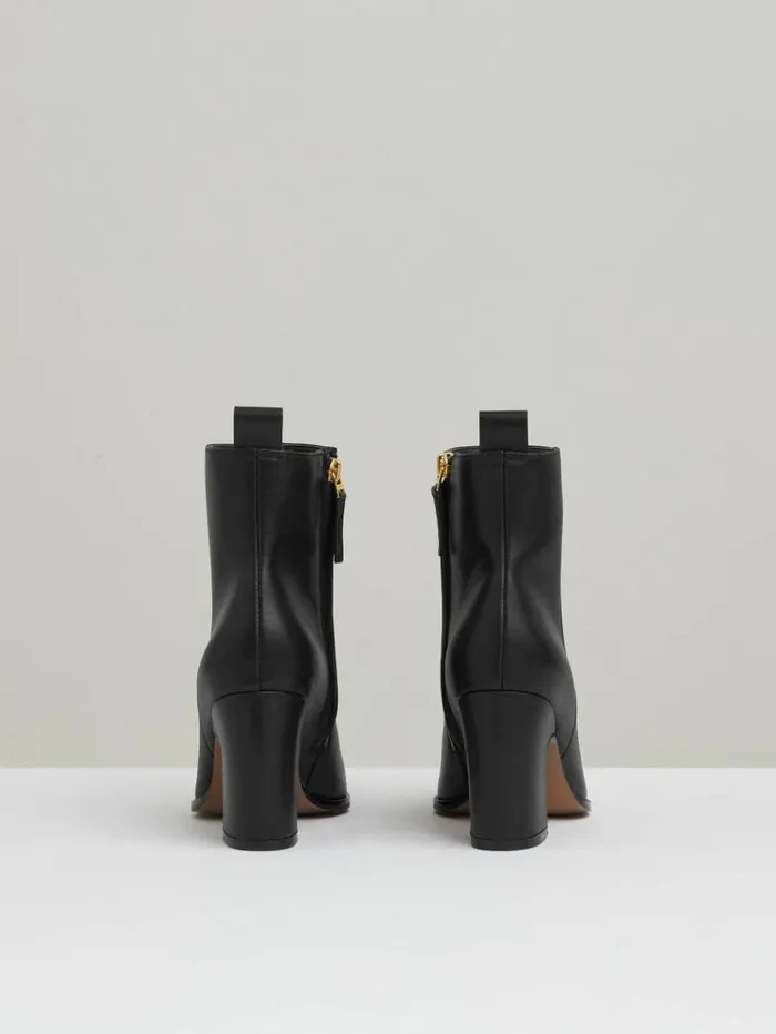 REISS Heels Women Leather Blocked Heel Ankle Boots Black