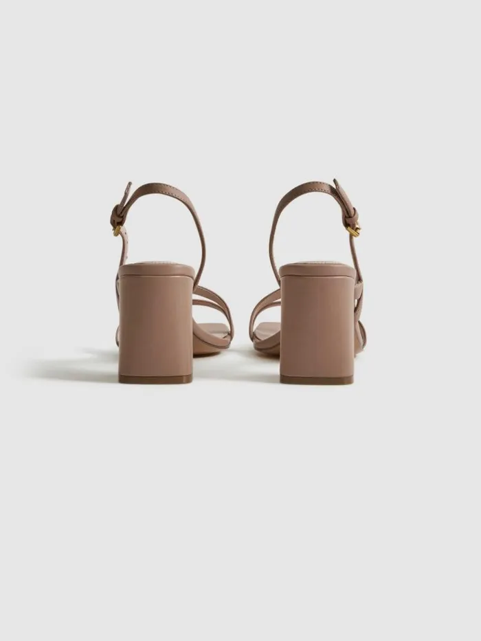 REISS Heels Women Strappy Leather Heeled Sandals Nude