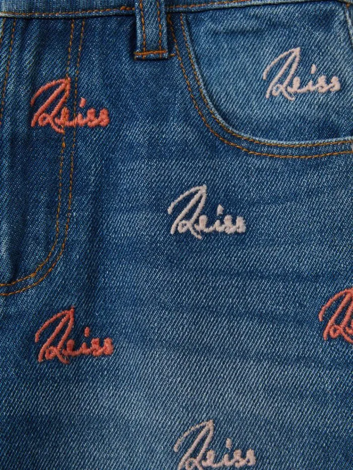 REISS Jeans Children Relaxed Embroidered Logo Jeans Blue