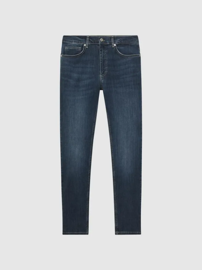 REISS Jeans Men Slim Fit Washed Jersey Jeans Indigo