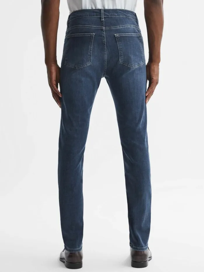 REISS Jeans Men Slim Fit Washed Jersey Jeans Indigo