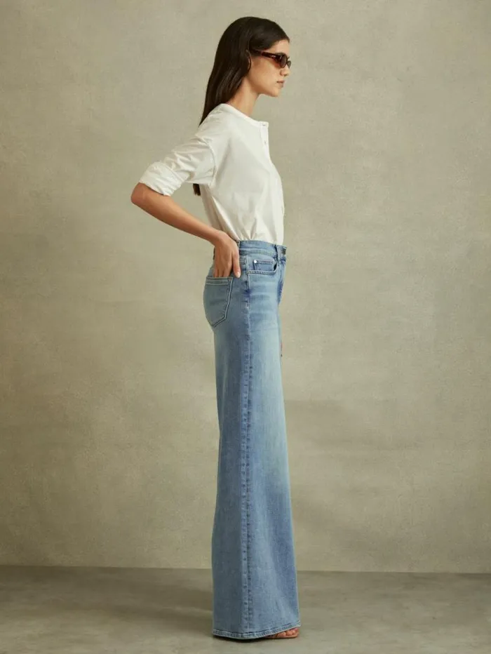 REISS Jeans Women Palazzo Jeans Light Blue