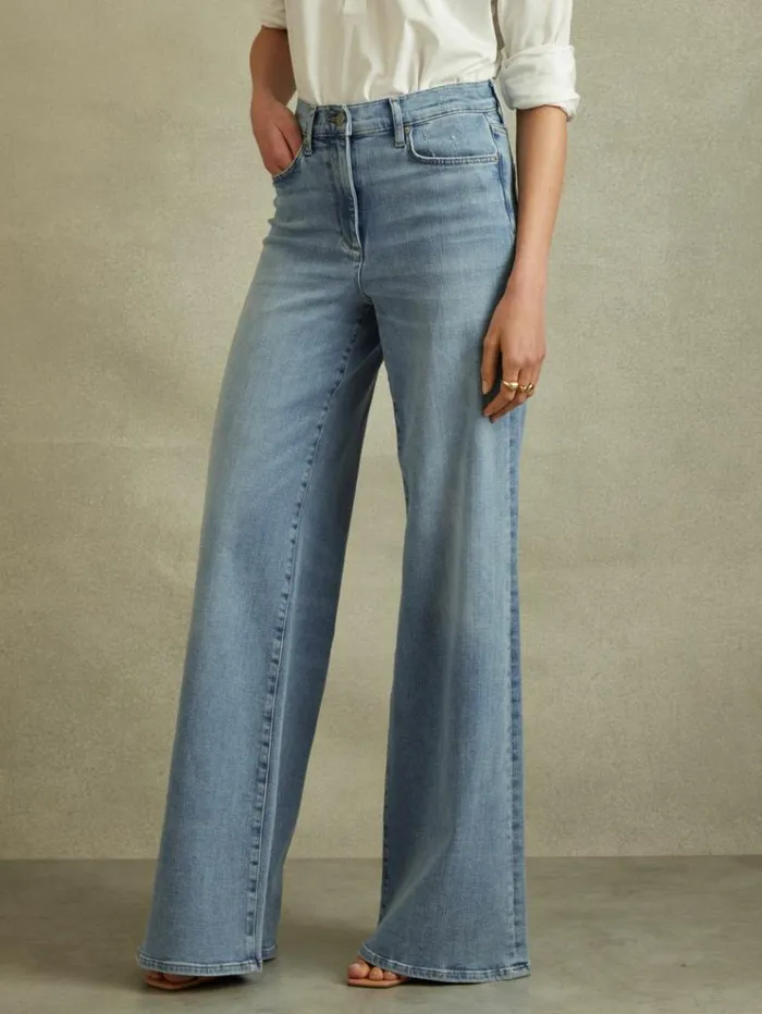 REISS Jeans Women Palazzo Jeans Light Blue