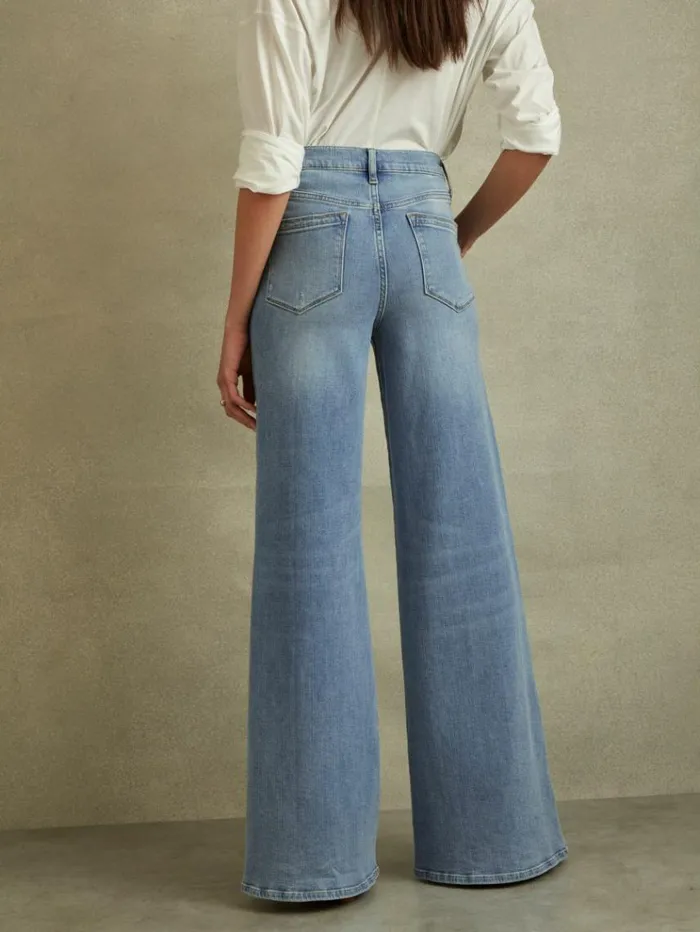 REISS Jeans Women Palazzo Jeans Light Blue