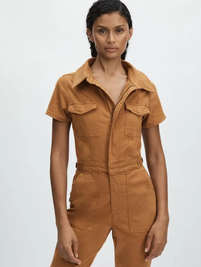 REISS Jumpsuits and Rompers Women Good American Twill Utility StraightLeg Jumpsuit Tan