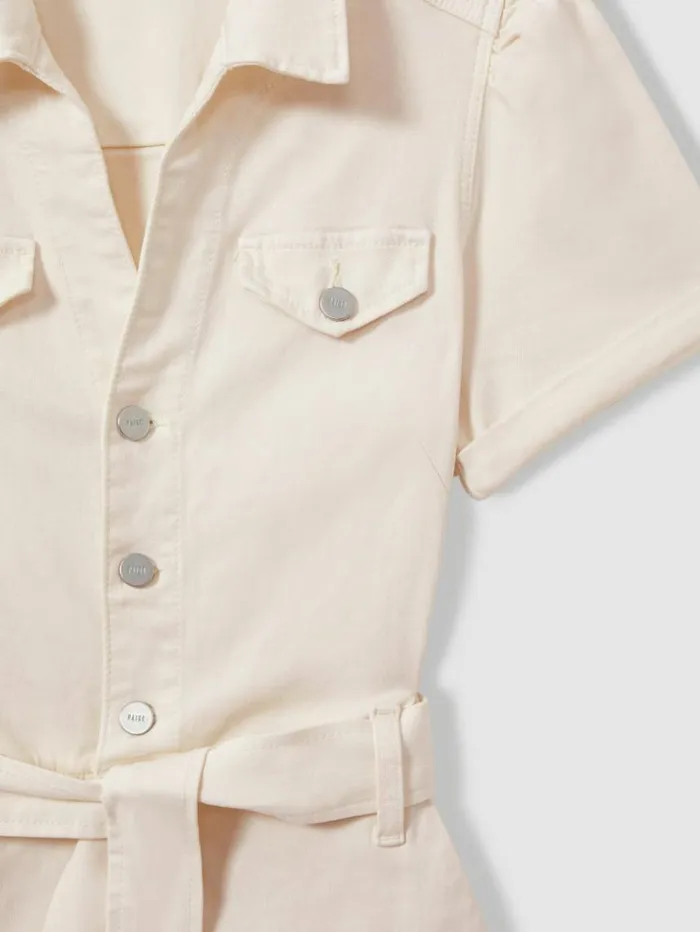 REISS Jumpsuits and Rompers Women Paige Denim Puff Sleeve Jumpsuit Sand