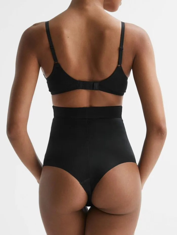 REISS Lingerie Women Spanx Shapewear HighWaisted Thong Black
