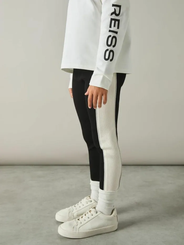 REISS Pants Children CottonBlend Panelled Leggings Black