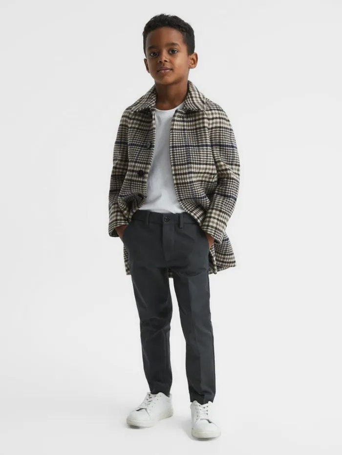 REISS Pants Children Slim Fit Adjustable Waist Chinos Steel Blue