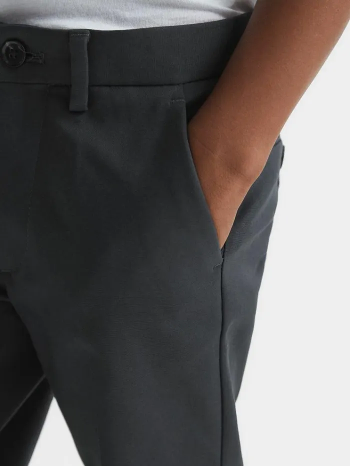REISS Pants Children Slim Fit Adjustable Waist Chinos Steel Blue
