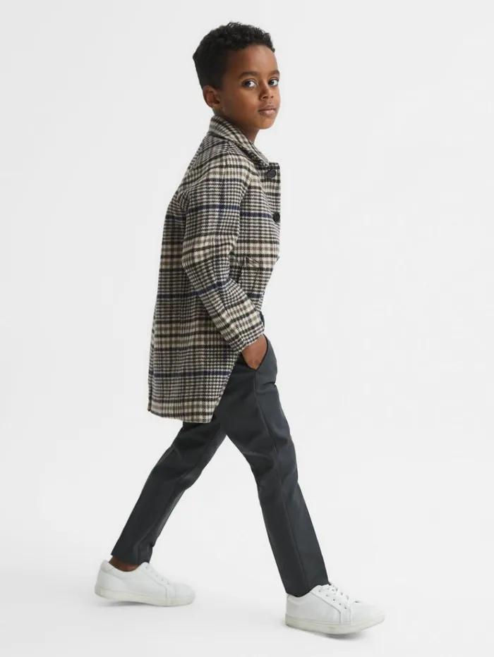 REISS Pants Children Slim Fit Adjustable Waist Chinos Steel Blue