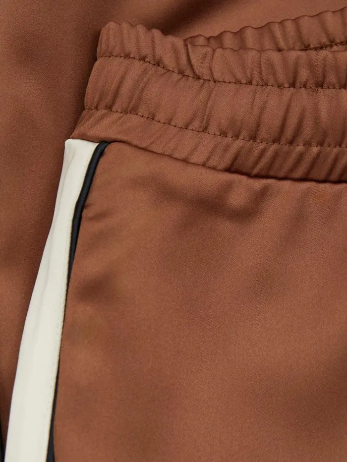REISS Pants Men Ch Satin Effect Colourblock Drawstring Trousers Tobaccoecru