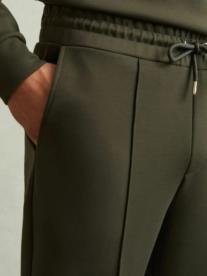 REISS Pants Men Interlock Jersey Drawstring Joggers Forest Green