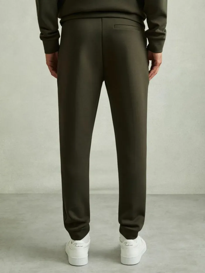 REISS Pants Men Interlock Jersey Drawstring Joggers Forest Green