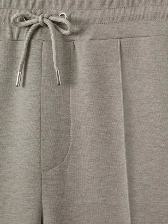 REISS Pants Men Interlock Jersey Drawstring Joggers Taupe