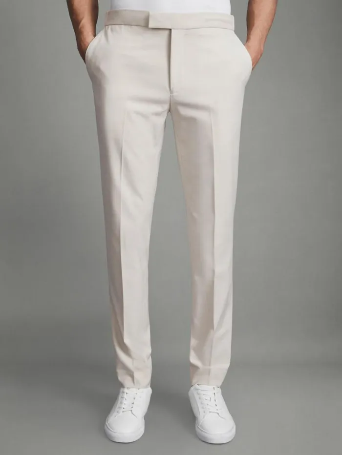 REISS Pants Men Relaxed Drawstring Trousers Stone