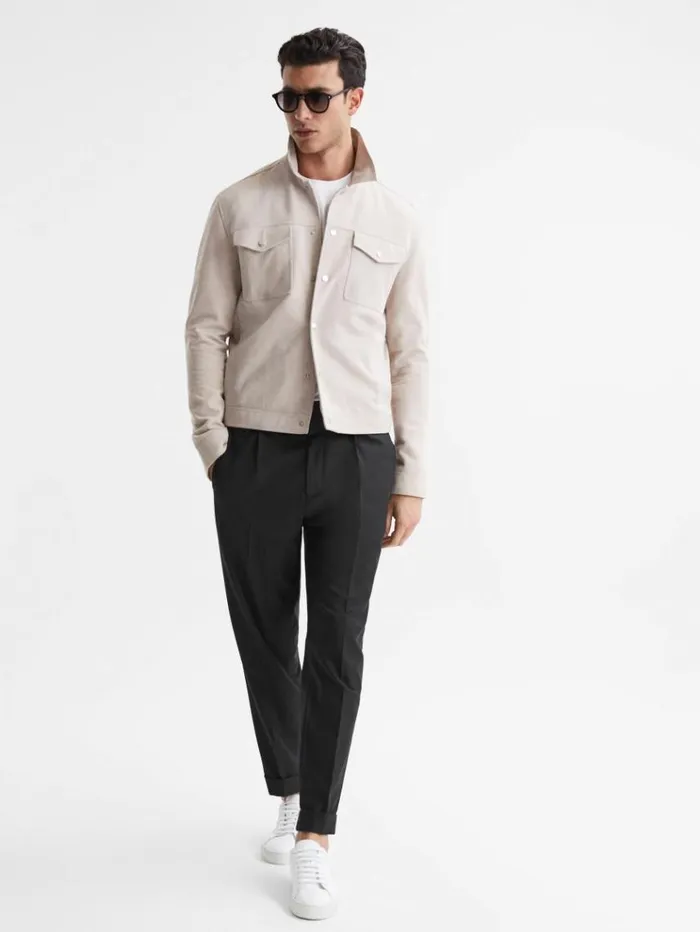 REISS Pants Men Relaxed Drawstring Trousers With TurnUps Black REISS Pants Men Relaxed Drawstring Trousers With TurnUps Black