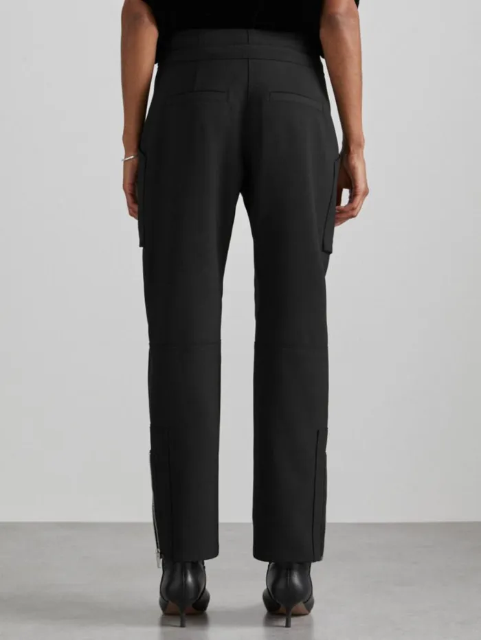 REISS Pants Women Atelier Zipped Crepe Trousers Black