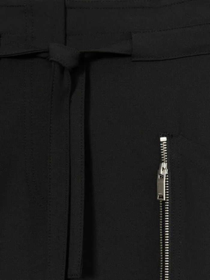 REISS Pants Women Atelier Zipped Crepe Trousers Black