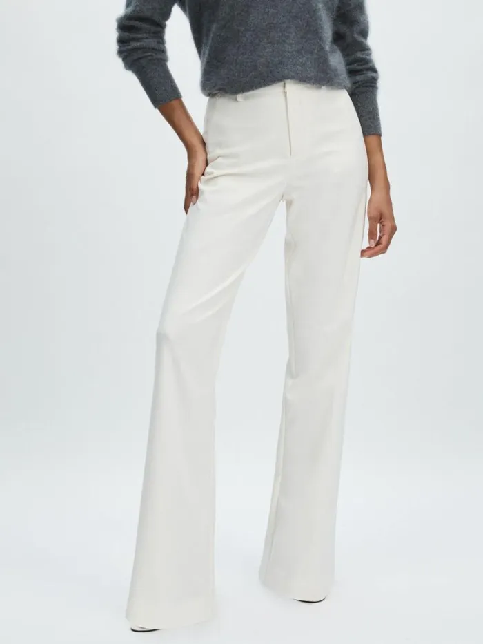 REISS Pants Women Good American StraightLeg Trousers Ivory