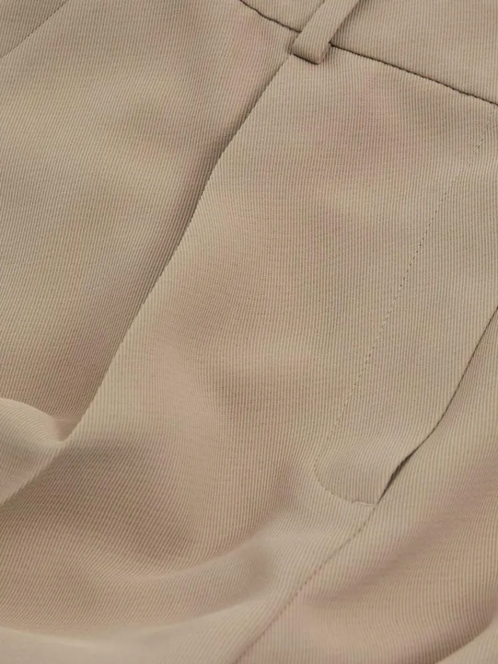 REISS Pants Women HalfElasticated Wide Leg Trousers Mink Neutral