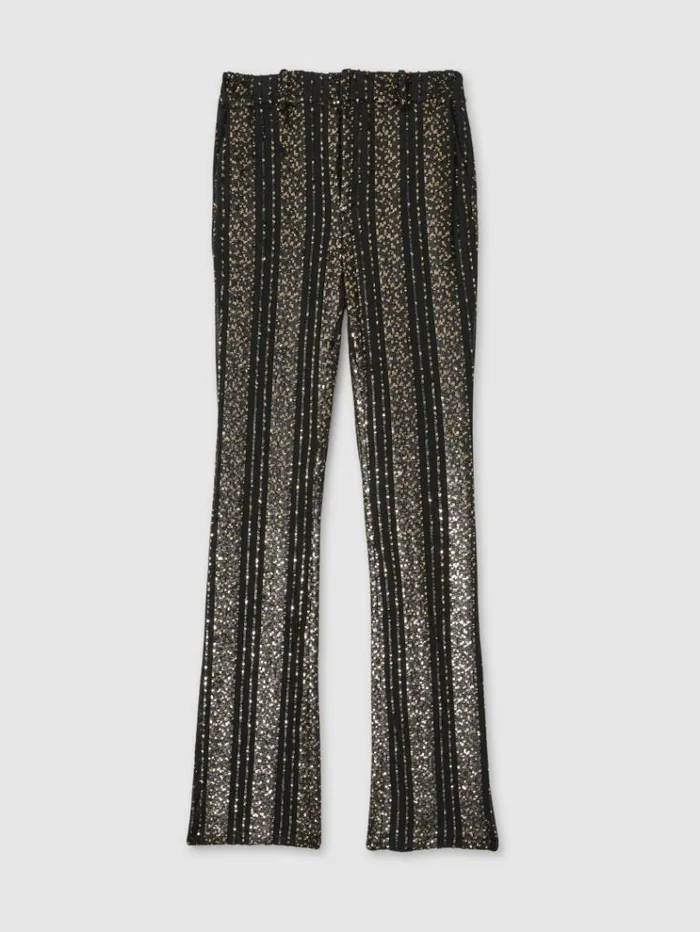 REISS Pants Women Halston Striped Sequin Trousers Black