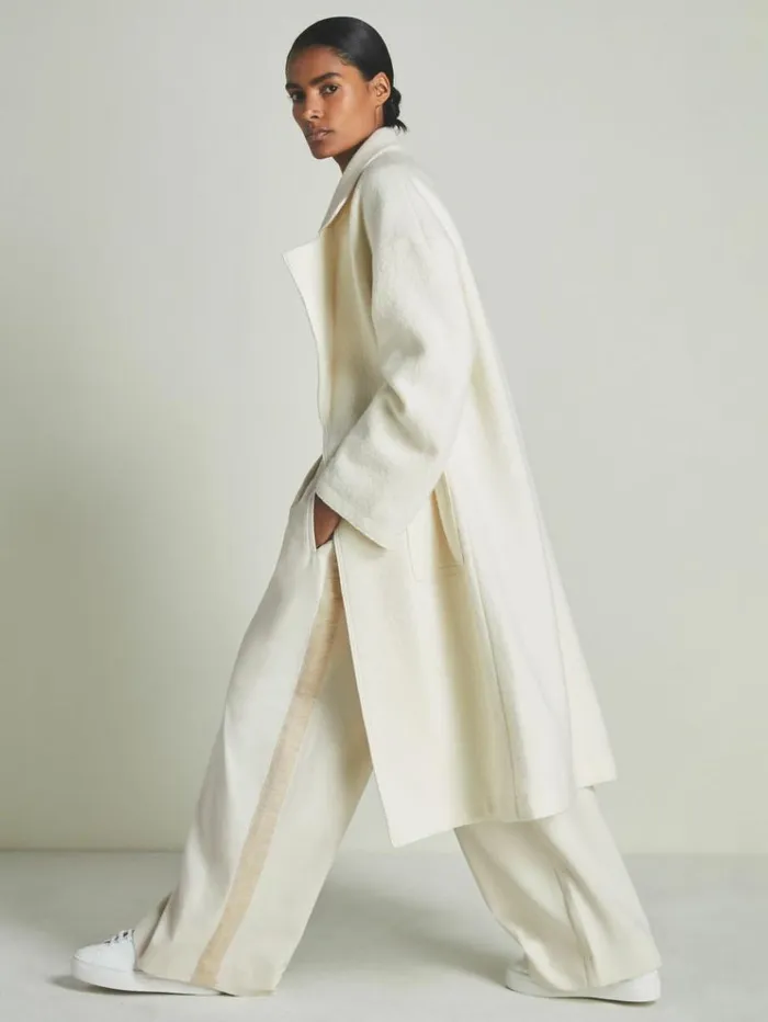 REISS Pants WomenMen Reiss Les 100 Ciels Twill Trousers With Wool Cream