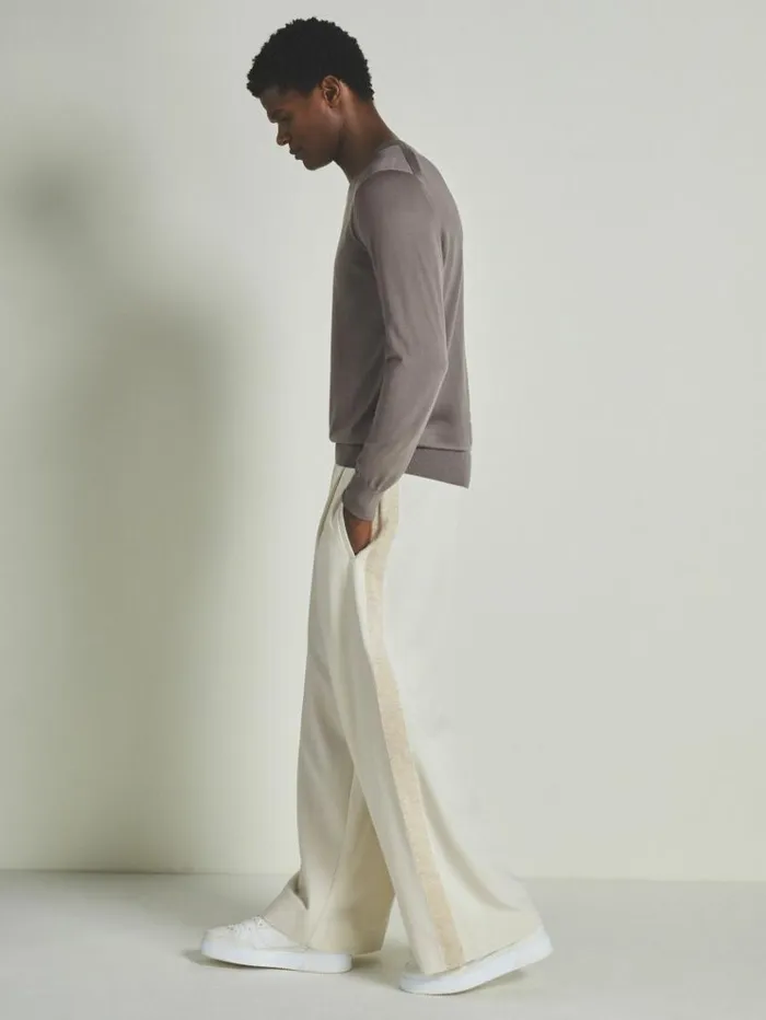 REISS Pants WomenMen Reiss Les 100 Ciels Twill Trousers With Wool Cream