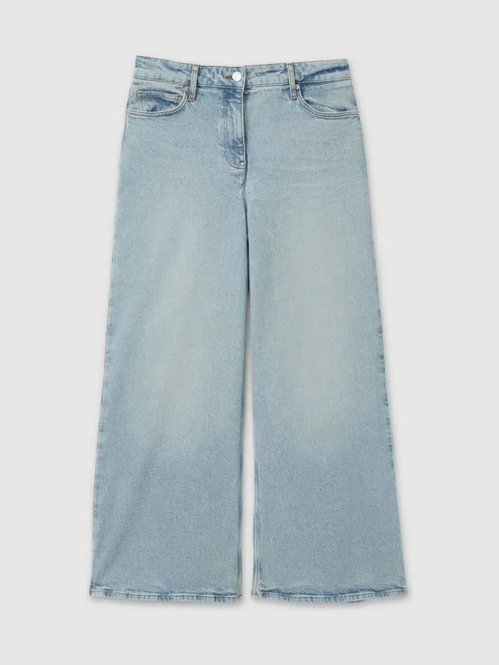 REISS Pants Women Wide Leg Jeans Light Blue