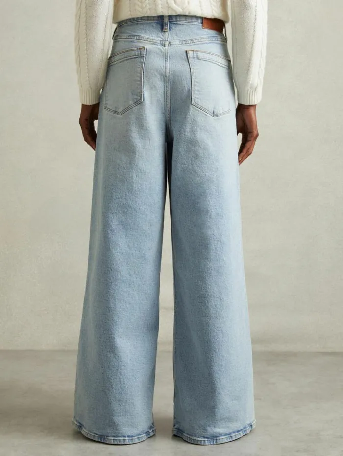 REISS Pants Women Wide Leg Jeans Light Blue