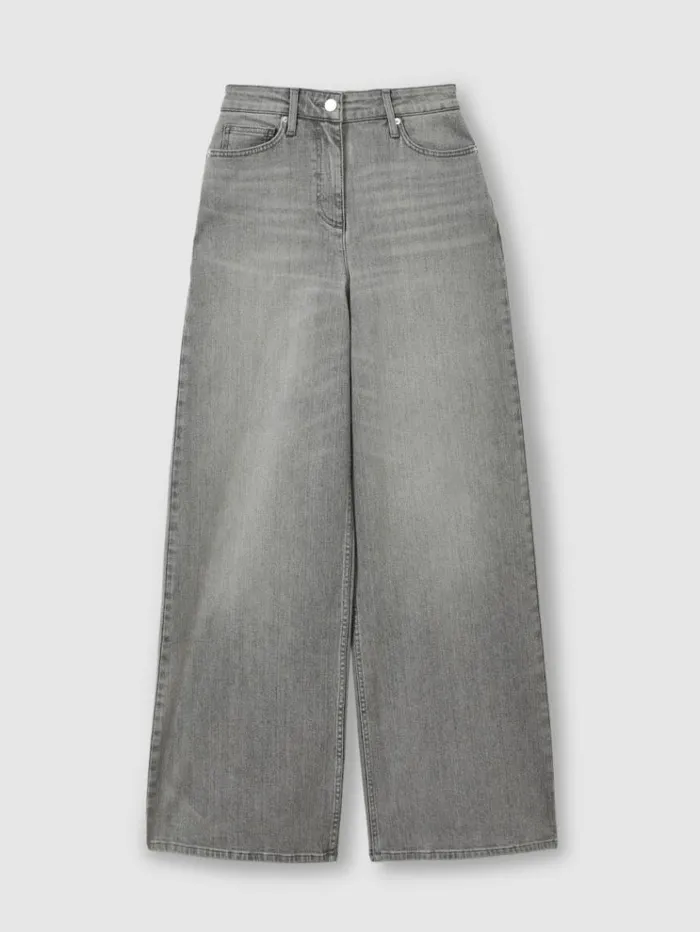 REISS Pants Women Wide Leg Jeans Washed Grey