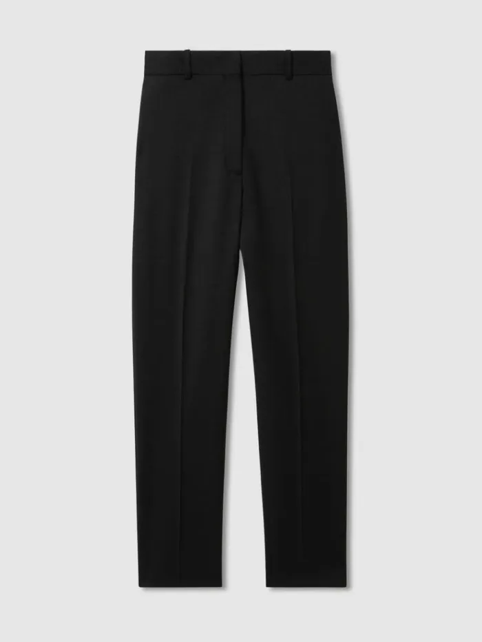 REISS Petite Women Wool Blend Tapered Suit Trousers Black